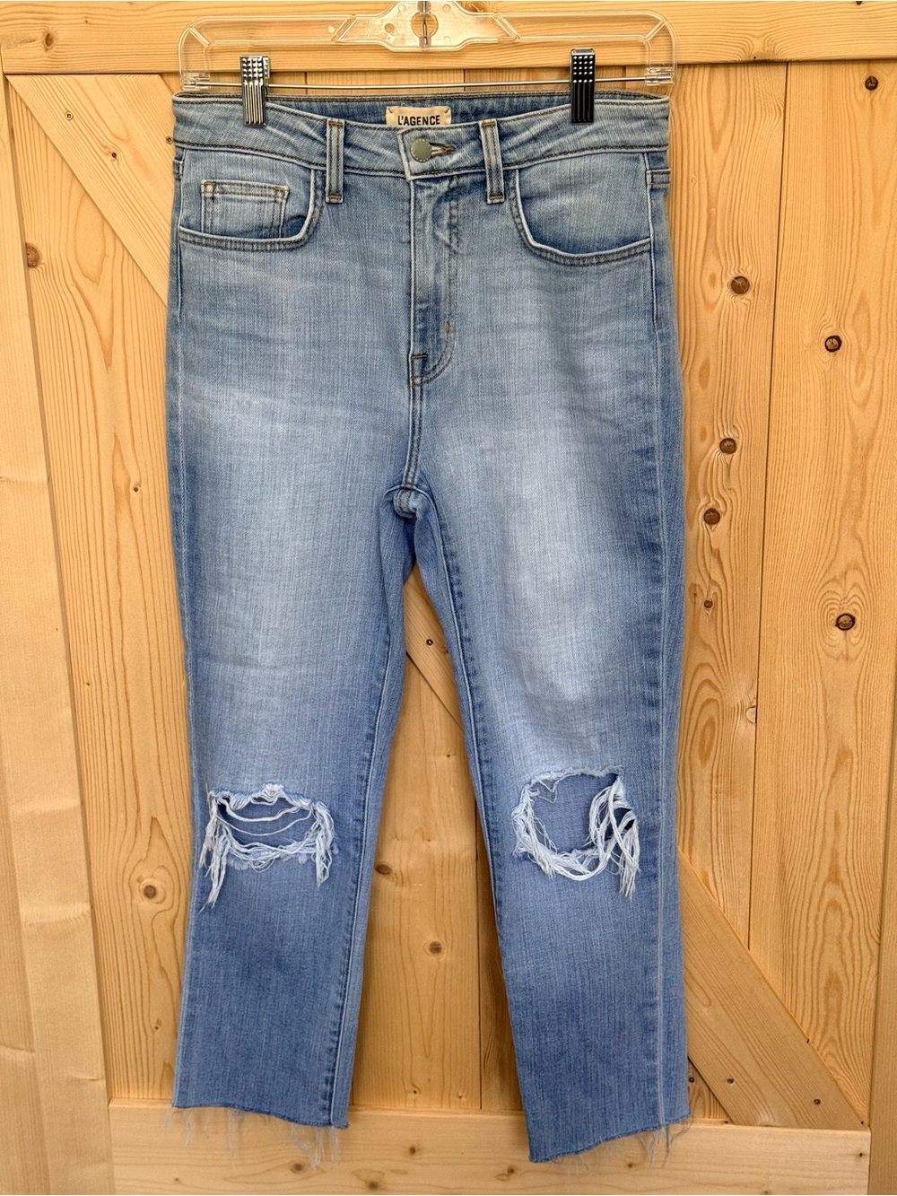 L'AGENCE High Rise Distressed Cropped Jeans